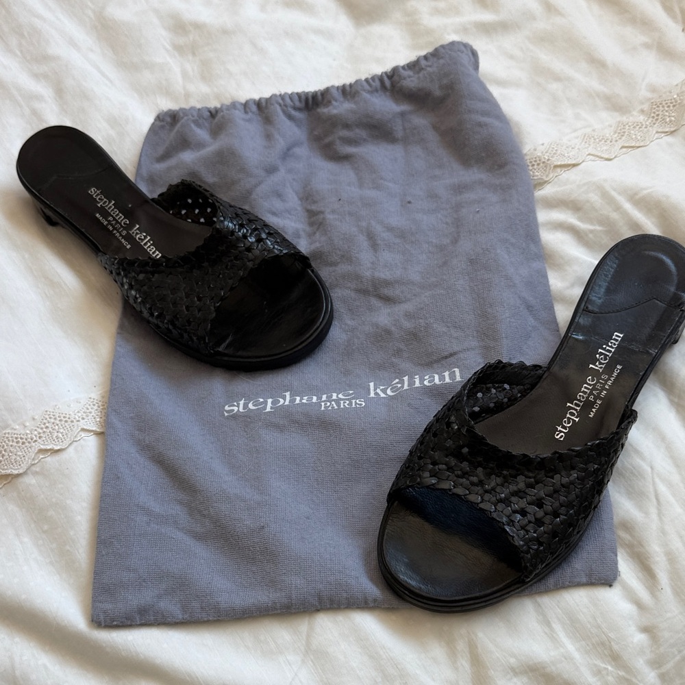 Stephane Kelian Black Woven Mules